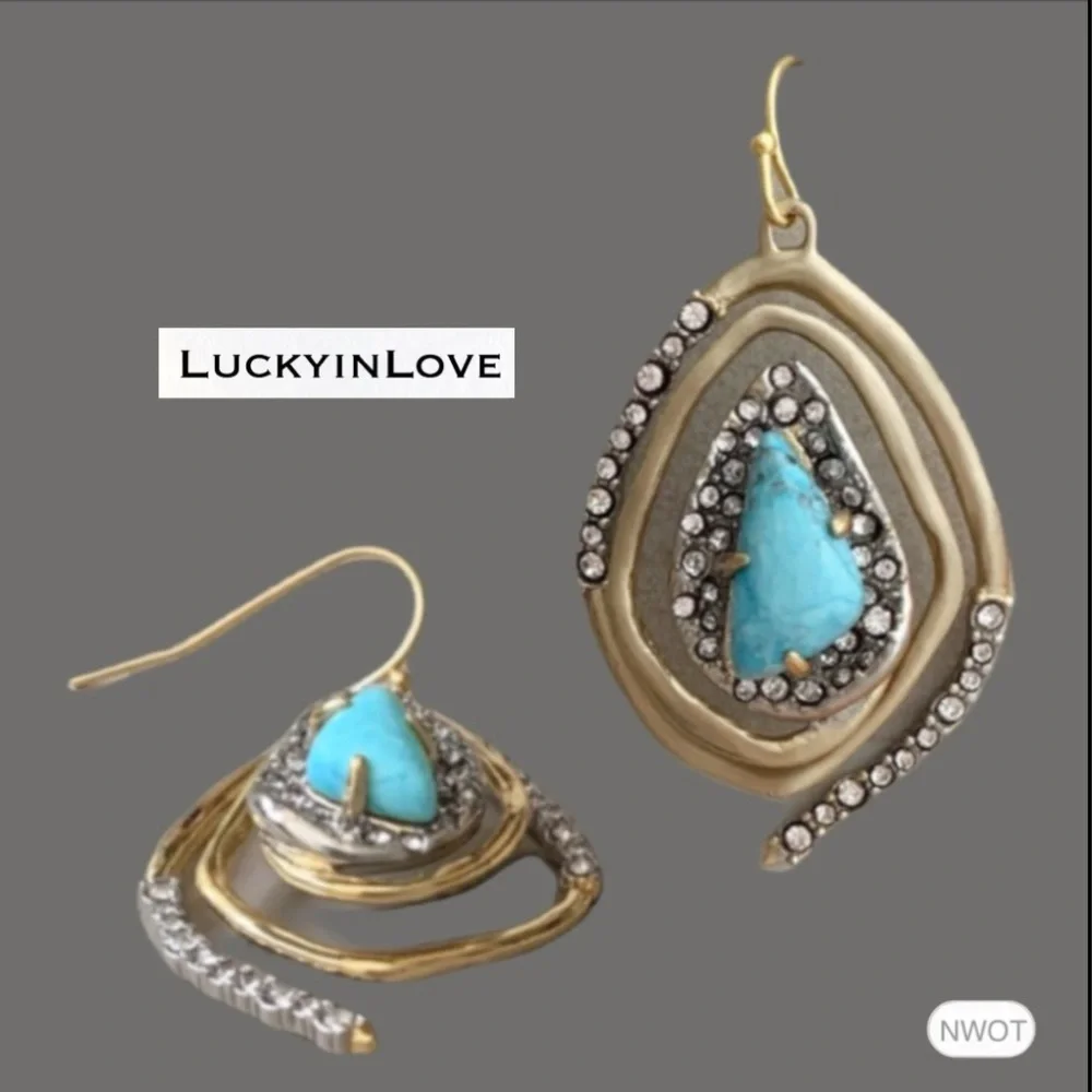 ALEXIS BITTAR • Roxbury Spiral Crystal Encrusted Turquoise Drop Earrings